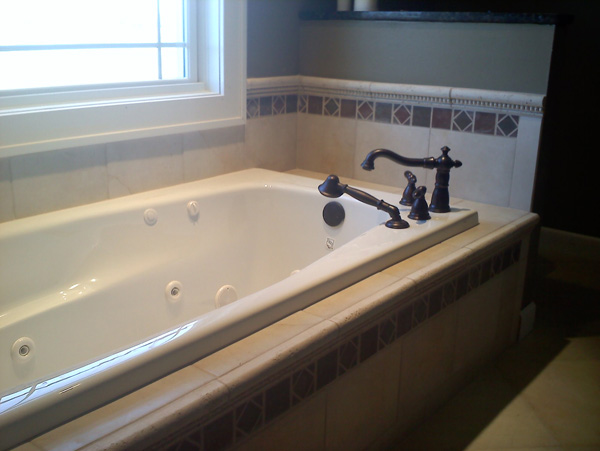 Bathtub in a newly remodeled bathroom