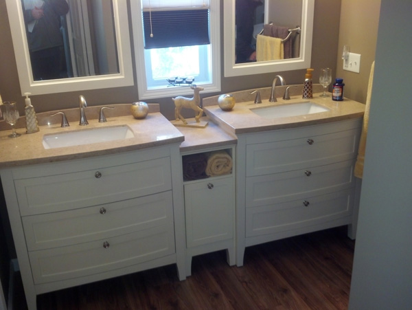 Double vanity sink installed by Total Quality Construction, a luxury bathroom remodeler in Toledo Ohio