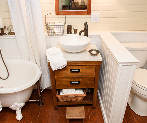 Vanity in a remodeled Farmhouse Bathroom in Perrysburg, Ohio