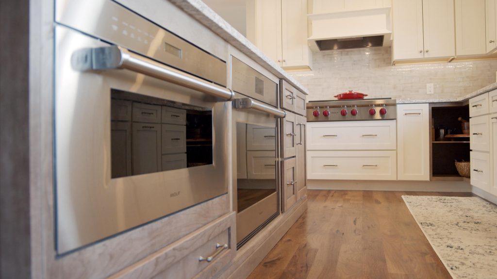 focus on the floor of a newly remodeled kitchen